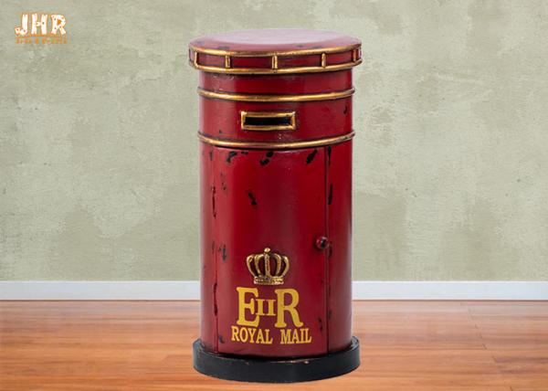 Red Color Antique Post Box Storage Cabinet Wooden Floor Rack MDF CD DVD Storage