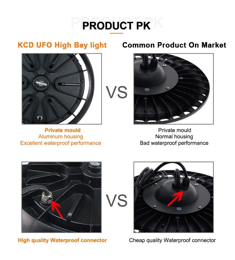 KCD Warehouse Commerical IP65 Waterproof High Lumens Hot Sale 100w 150w 200w 300w Industrial Dimmable LED High Bay Light
