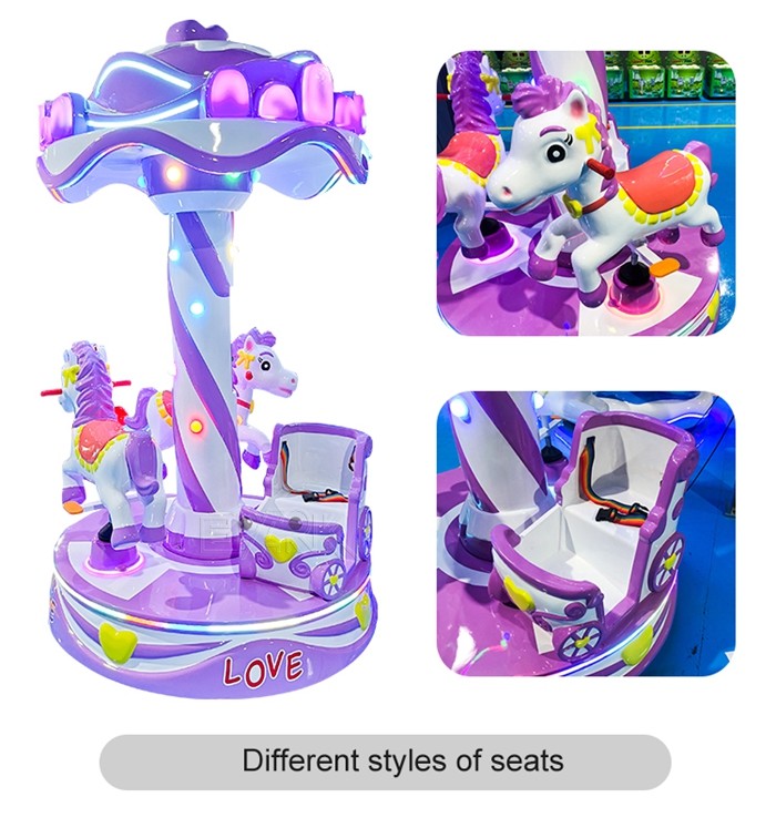 Three Sweetheart Carousel Kiddy Ride Machine Swing Electric Coin Operated Arcade Game