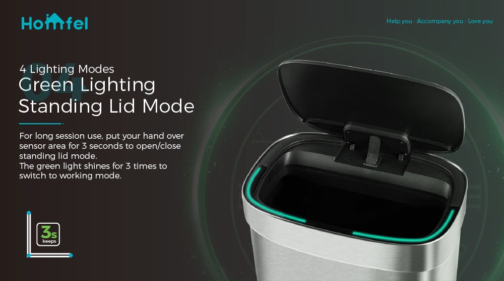 Home Stainless Steel Garbage Bin with Automatic Sensor and Batteries Required Customized Smart Trash Bin
