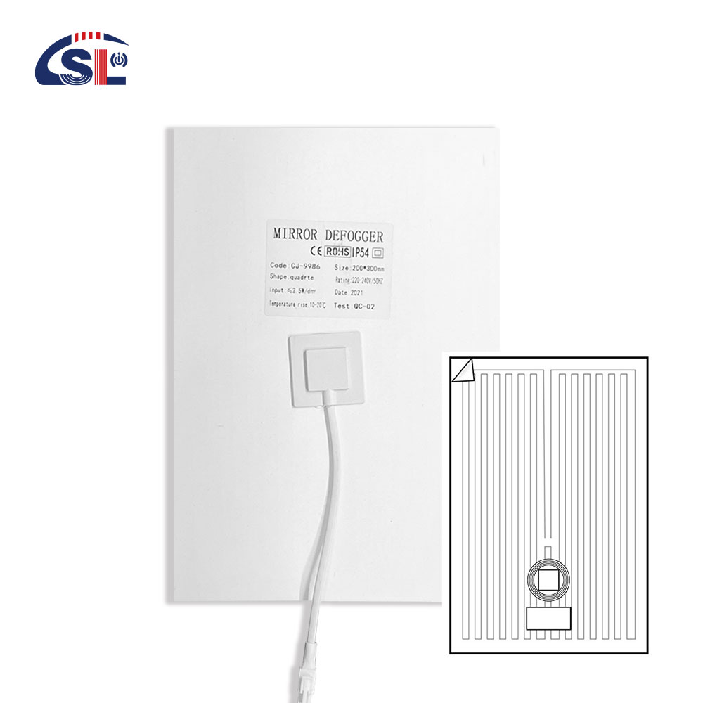 Square Shape Illuminated Anti Fog Film For Bathroom Mirror 300mm*500mm 220-240V/50-60HZ