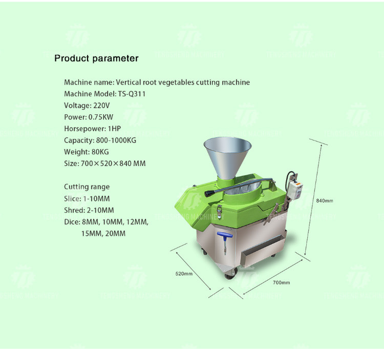 1000KG/H Vertical Root Vegetable Cutting Machine Potato Shred
