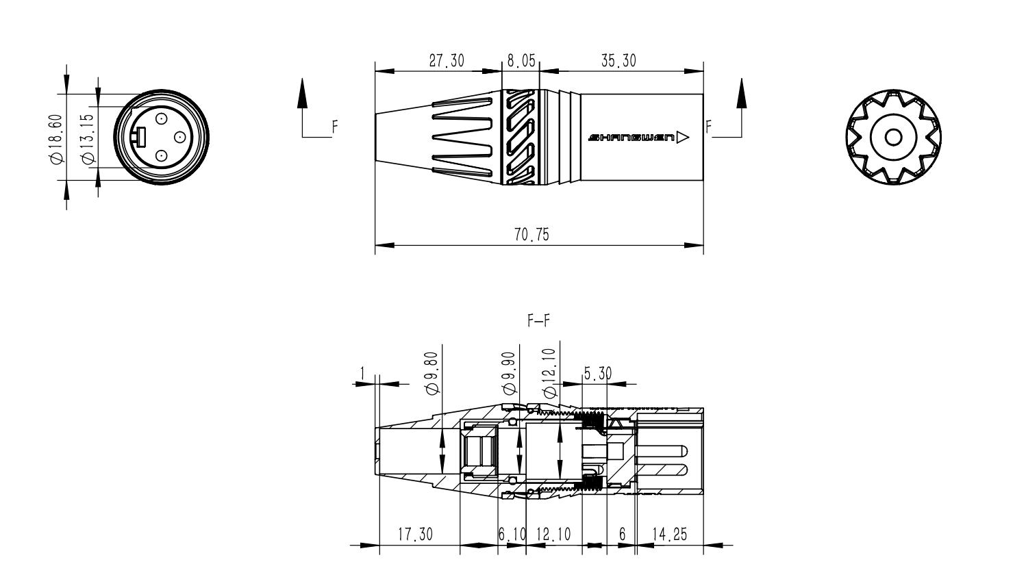 Audio XLR 3 Pin Male Female Plug Connector Electrical IP65 Waterproof