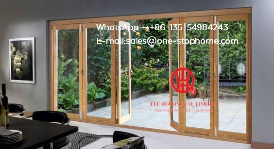 White color low-E glass thermal break aluminum folding door for villa house