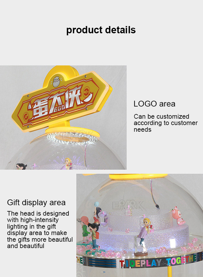 Coin Operated Colorful Capsule Machine Gacha Game Gashapon Machine With Light