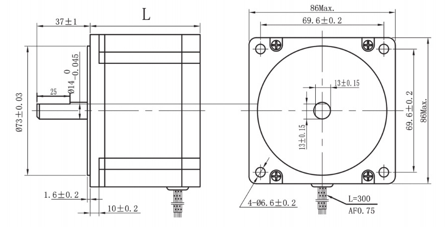85HS68-1404-001 4 Lead Wire Hybrid Stepper Motor 1.8 Step Angle 5.6V 1.4A