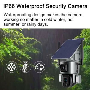 2 Way Talk Solar Dual Linkage Cameras H.265 Dual Lens Security Camera