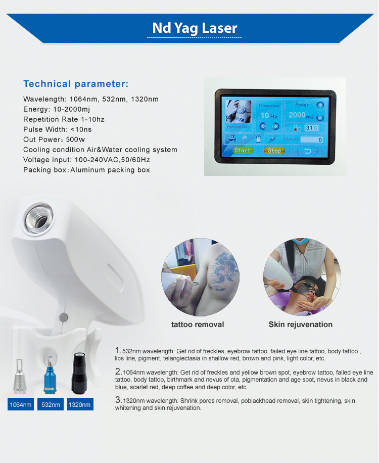 Q Switched 1064nm Yag Laser Machine Tattoo Removal Portable