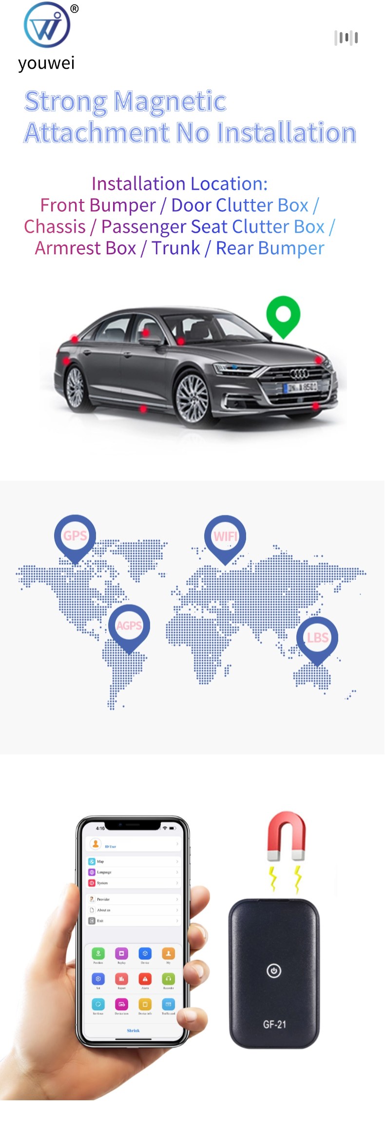 Strong magnetic Vehicle tracking Hottest Magnetic Mini GPS Tracker Device Vehicle GPS Portable tracking device GF22 for cars