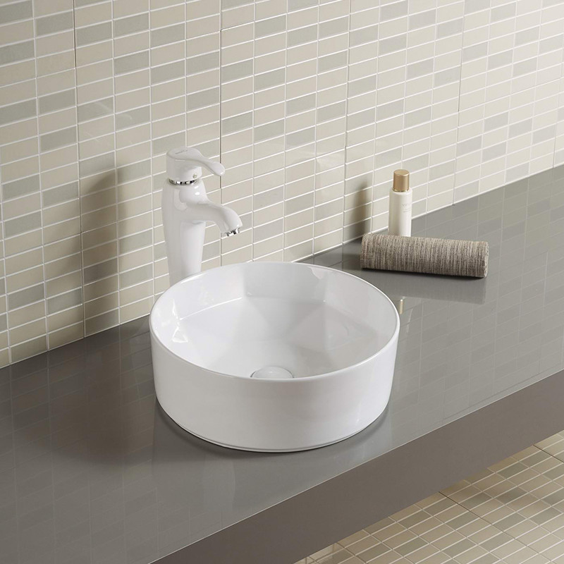 Stain Counter Top Bathroom Sink Scratch-Resistant Blue Round Wash Hand Basin