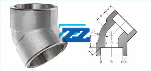 45 Degree Galvanized Steel Pipe Elbow BSPP 3 / 4 " 3000 # ASME B16 11 / BS3799