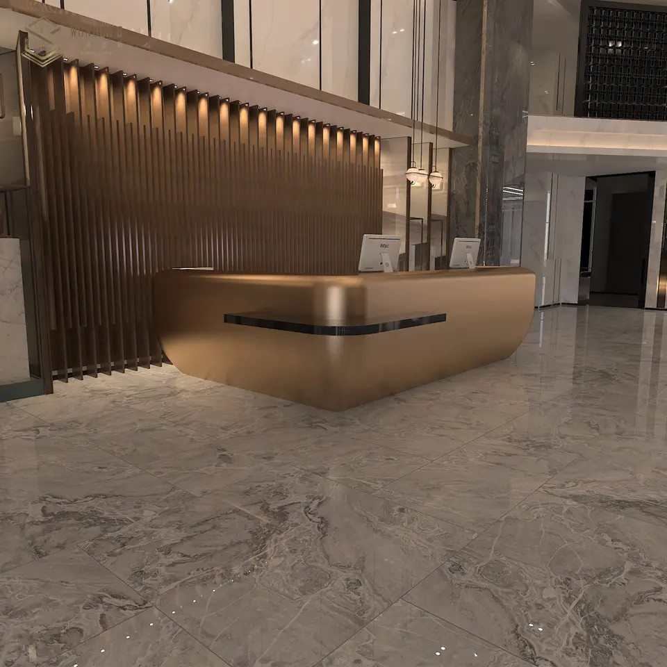 110cm Luxury Reception Desk Stainless Steel Gilded Rectangular for Waiting area