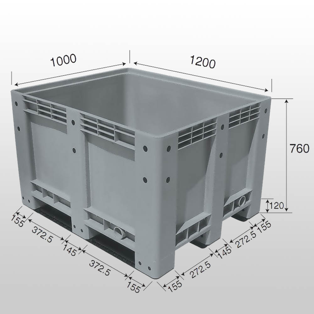 Plastic Bulk Food Containers Pallet Box Storage Heavy Duty Pallet Rack Single Faced Huading 1125x925x615mm 100-400kg/layer 4 Way