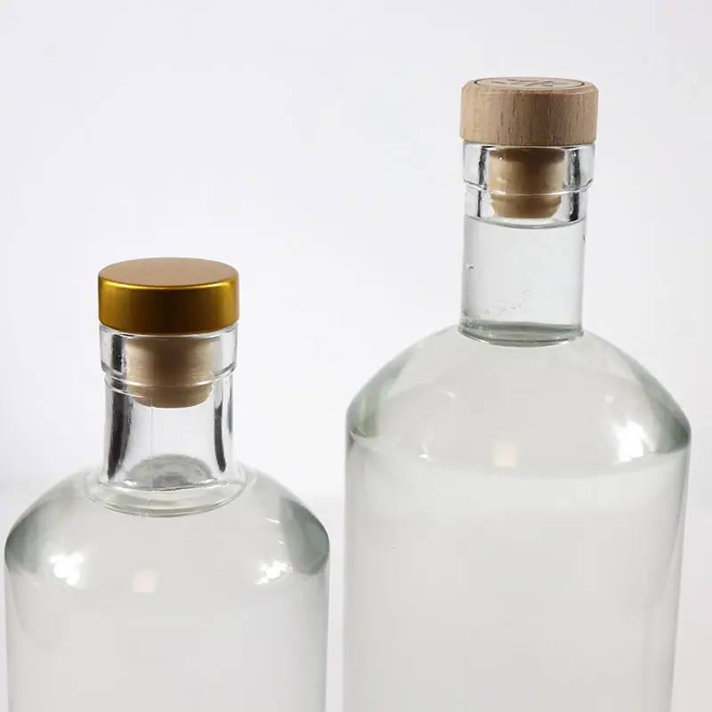 Collar Glass 750ml 500ml 375ml 200ml 100ml Vodka Spirit Gin Rum Liquor Bottle for Cosmetic