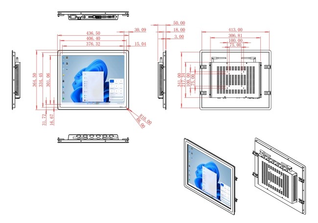 19-Inch Panel-Mount Windows Touch Screen for Medical Diagnostics and Access Control Systems