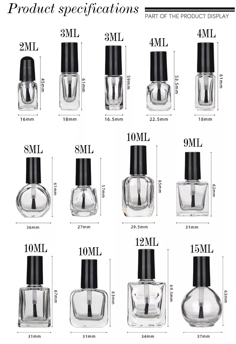 Silk Printing Colorful Glass Empty Nail Polish Bottles With Brush
