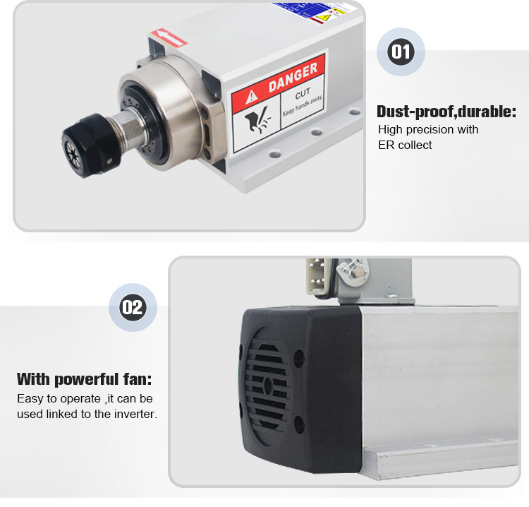 220v or 380v Inverter Drive GDZ 93*82-2.2 2.2KW Air Cooled Spindle Motor for CNC Router