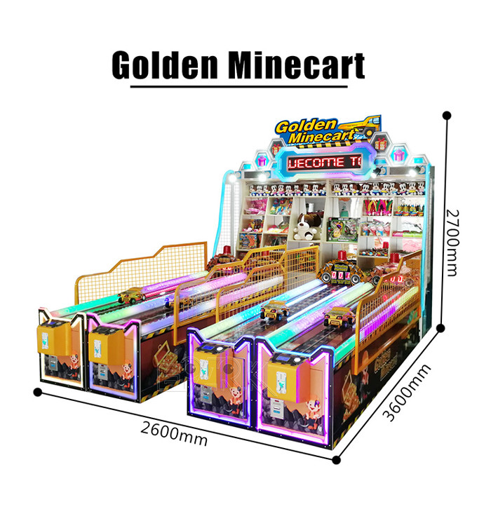 Golden Minecart Carnival Coin Operated Game Machine For Children