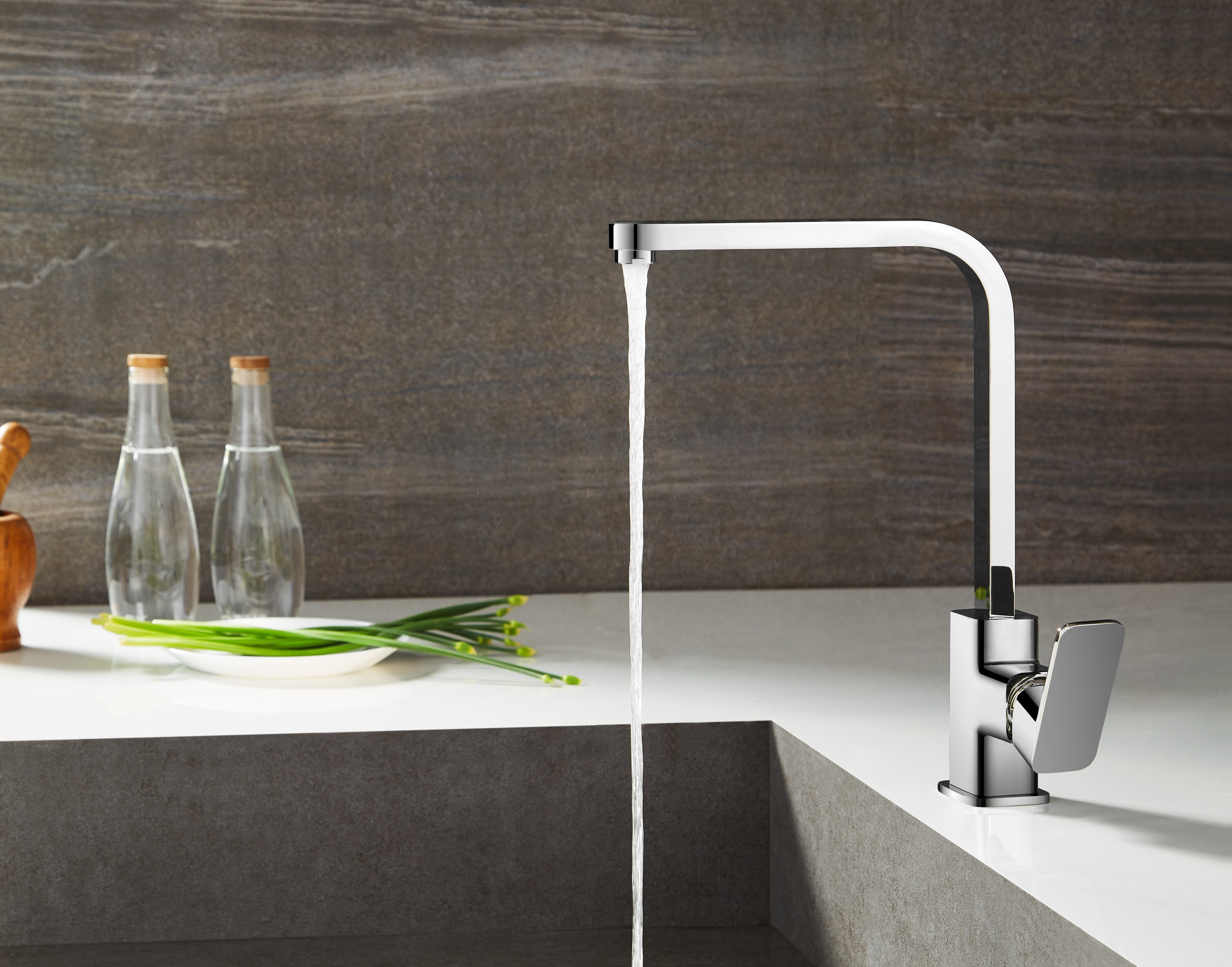 High Arch Metal Kitchen Mixer Faucet 363mm High Countertop Sink Taps