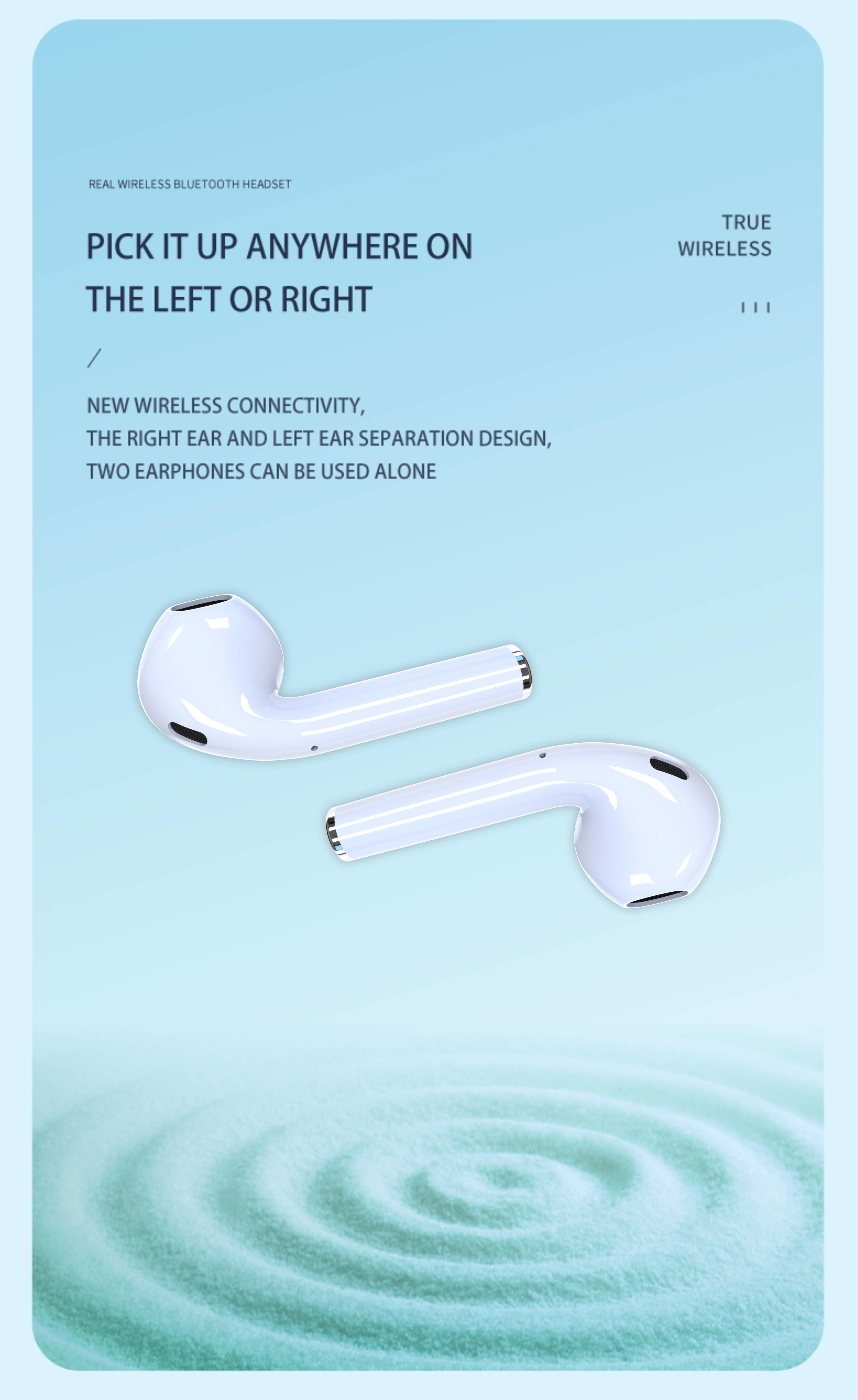 Good Sounding Wireless Earbuds Bluetooth In Ear Detection Lightweight For Fitness