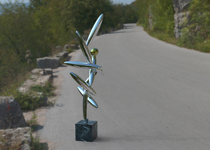 Contemporary Art Polished Stainless Steel Sculpture Interior Decoration