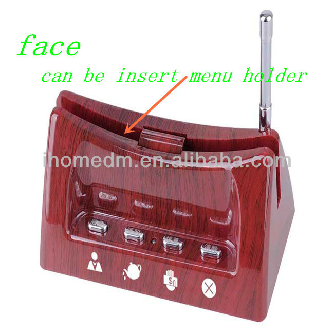 Restaurant waterproof wireless pager 4 keys push button with menu holder
