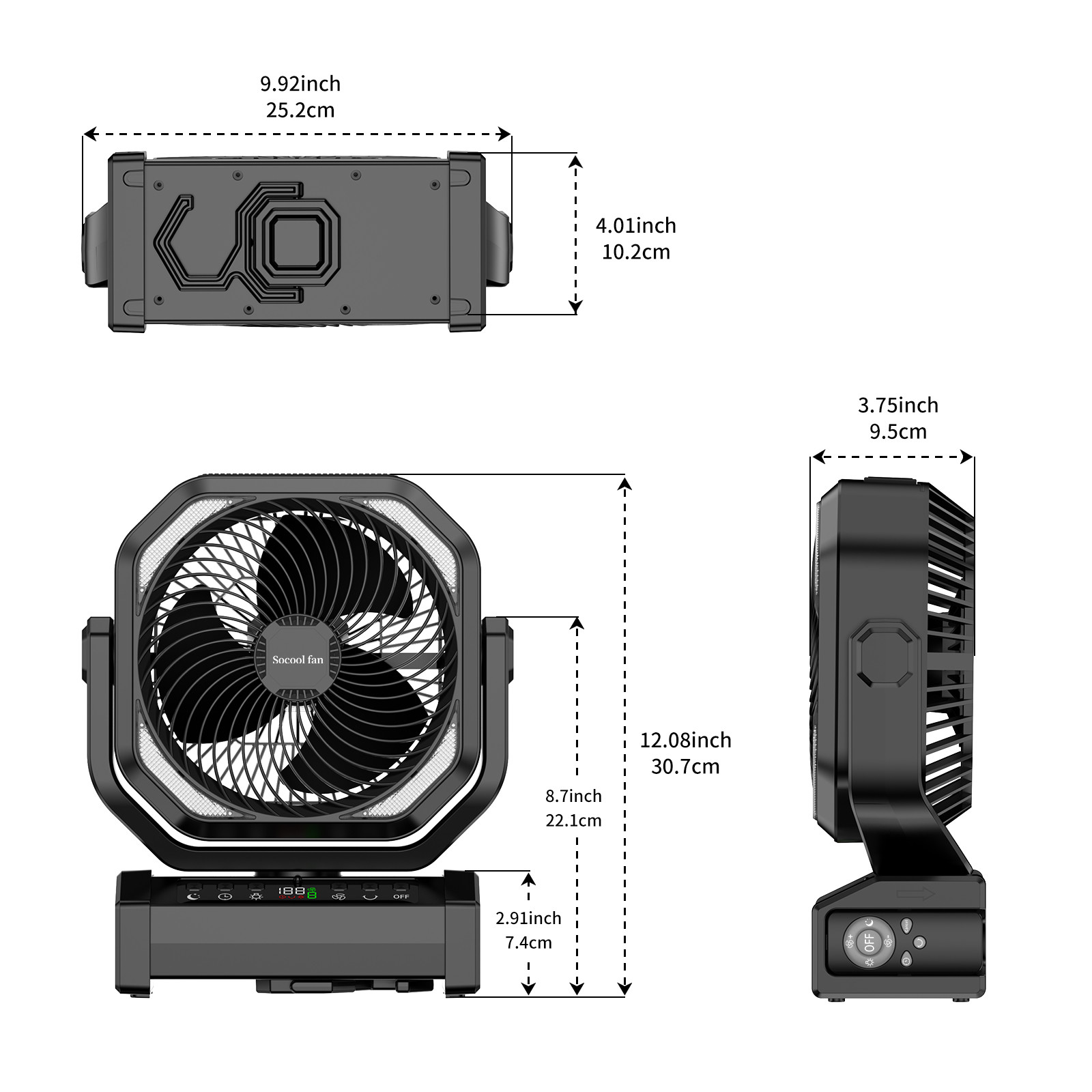 Socool Fan 20000mAh Suspension Desk Fan Remote Controlled with LED Light Rechargeable