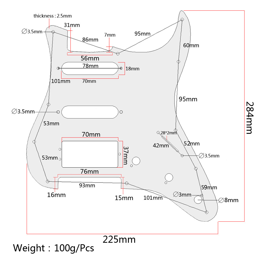 3Ply SSH Style Guitar Pickguard 11 Holes Scratch Plate For ST Style Electric Guitar Accessories Parts