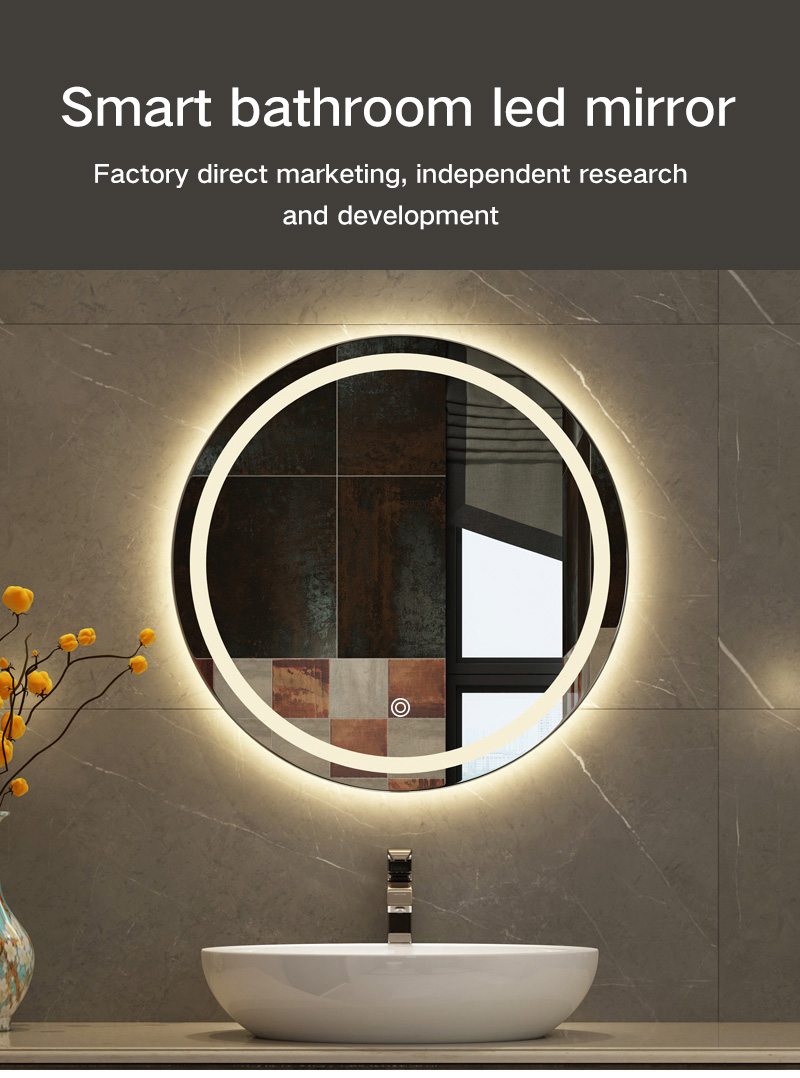 Smart Large LED Bathroom Mirror Customized Back Lit Round Mirror 4000K