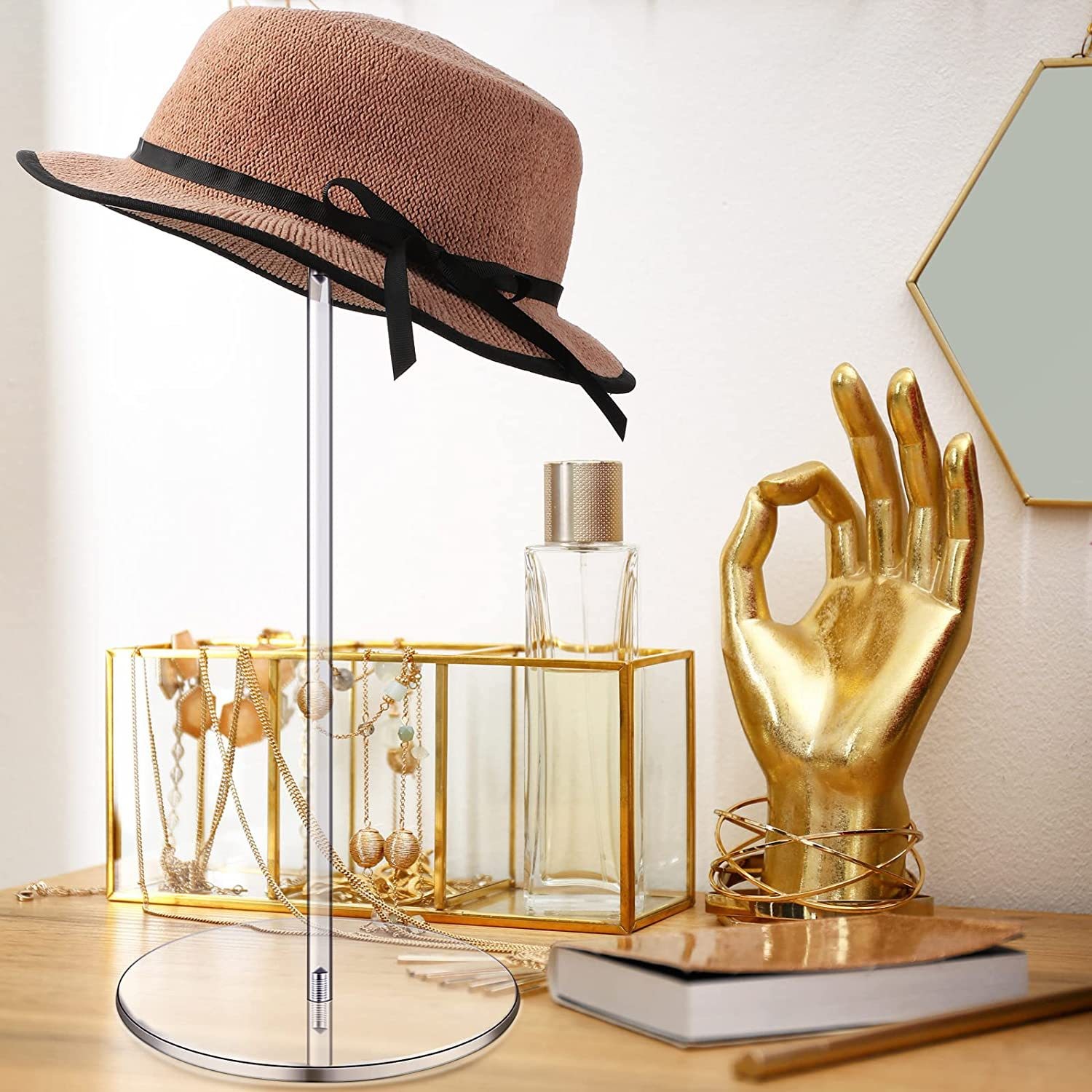 Transparent Hat Acrylic Holder Plexiglass Cap Display Stand For Sun Cap Assembled