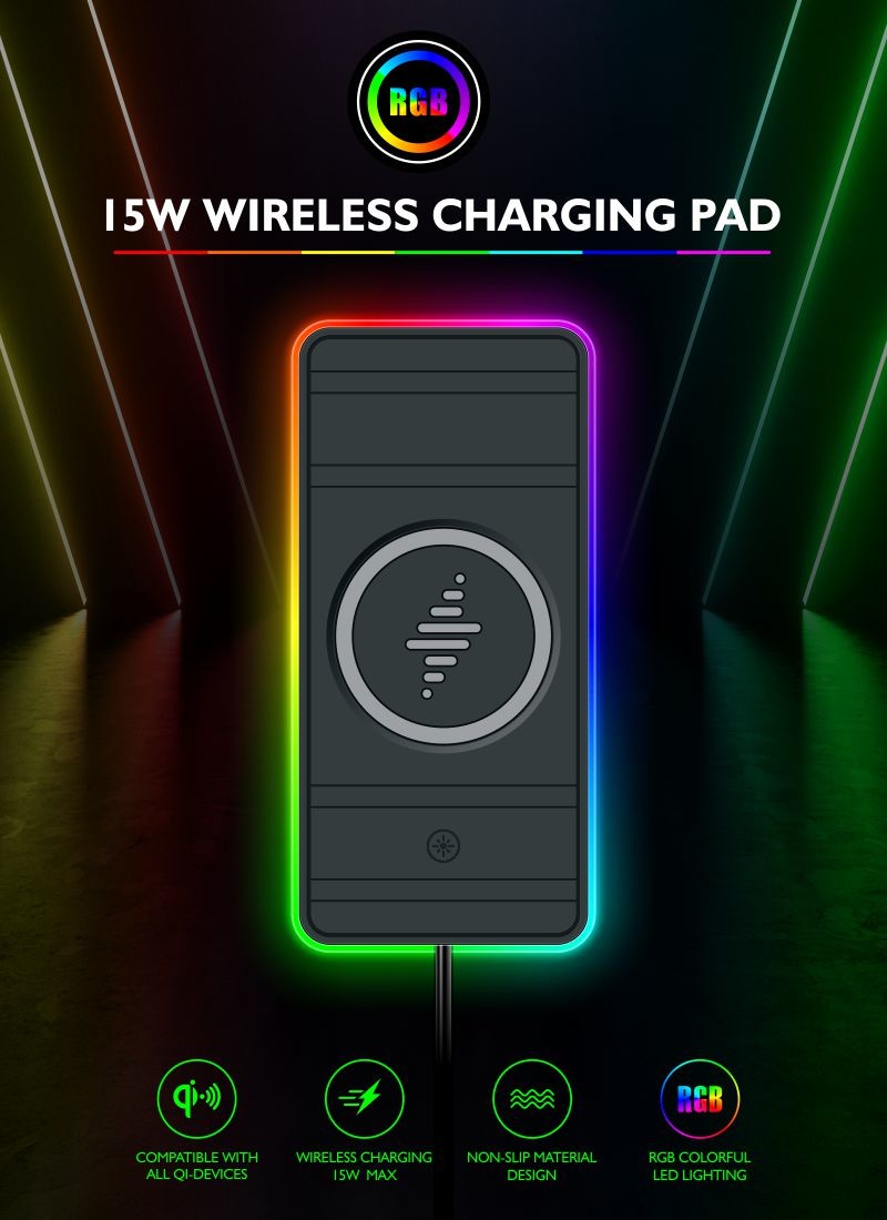 Apple and Samsung Compatible Car Wireless Charging Pad 2 in 1 USB Wireless Car Charger 15W Fast Charging