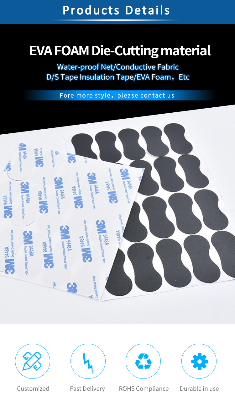 Panton Color Conductive Fabric Die Cut EVA With Double Sides Strong Adhesive