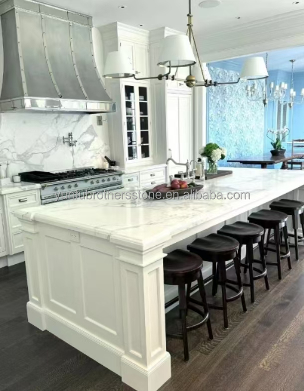 Modern Design Italy White Calacatta Marble Slab for Kitchen Countertop and Wall Panel