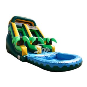 Summer Parties Coconut Tree Inflatable Water Slide With Pool For Kids