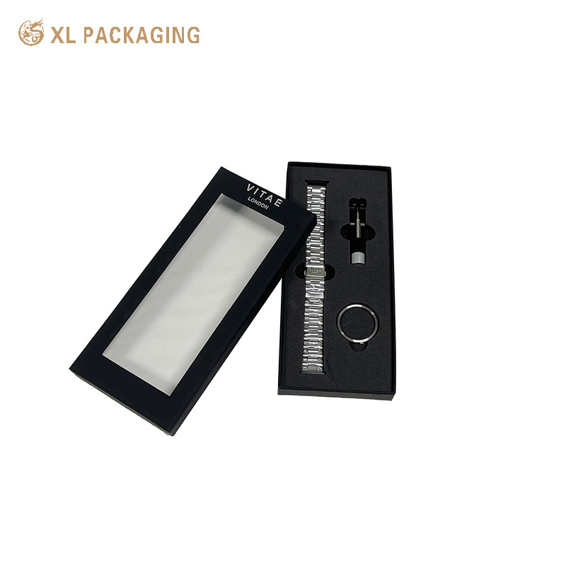 Black Paper Watch Storage Box Packaging Box with Low MOQ and Customization