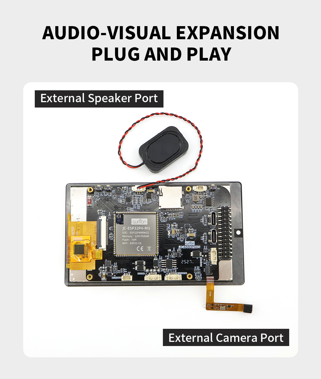 JC4880P443C_I_W High cost performance 4.3-inch IPS touch screen development kit supports ESP32P4/ESP32-C6 dual platforms