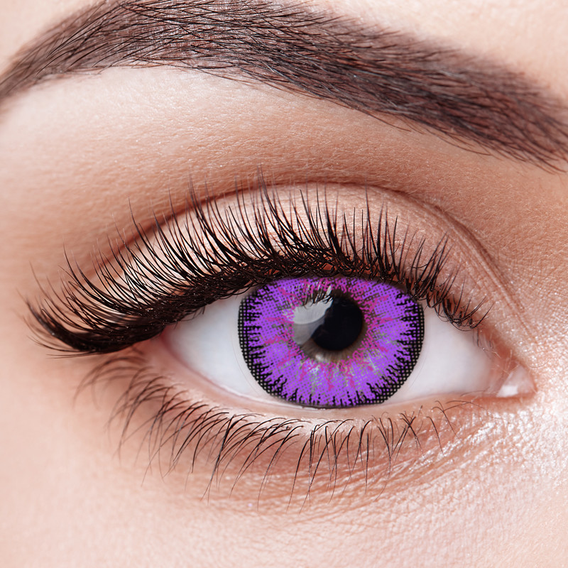 KSSEYE Magic Eye Contacts Lens Fancy Look 1 PAIR 2 PCS Evil Eye Purple Animation Contact Lens