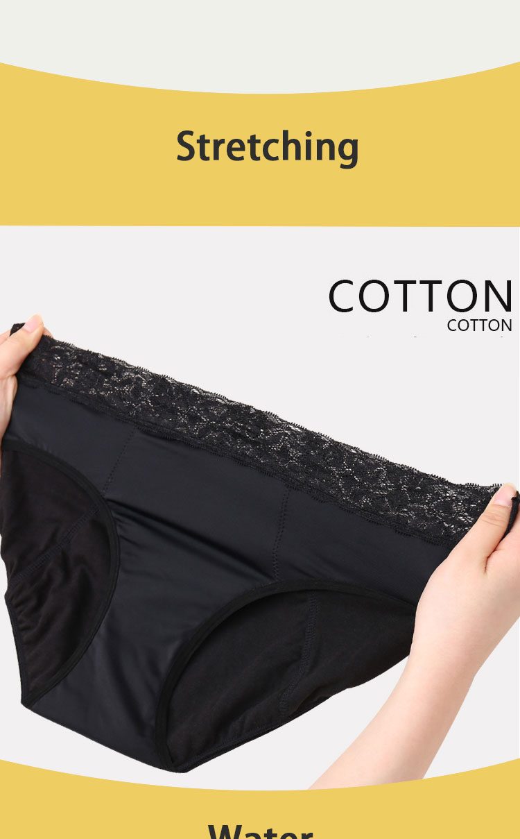 Sexy beautiful lace Absorbent 4 Layers Leak Proof Mid Waist Period Menstrual Underwear lingerie women's panties