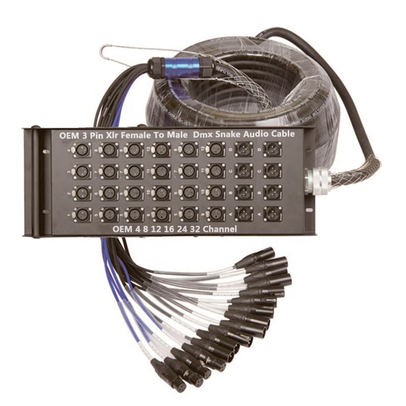 TPE Multichannel XLR Y Splitter Cable 3 Pin XLR Female to Male DE Power DMX Snake Audio Cable 4 8 12 16 24 32 48 Channel