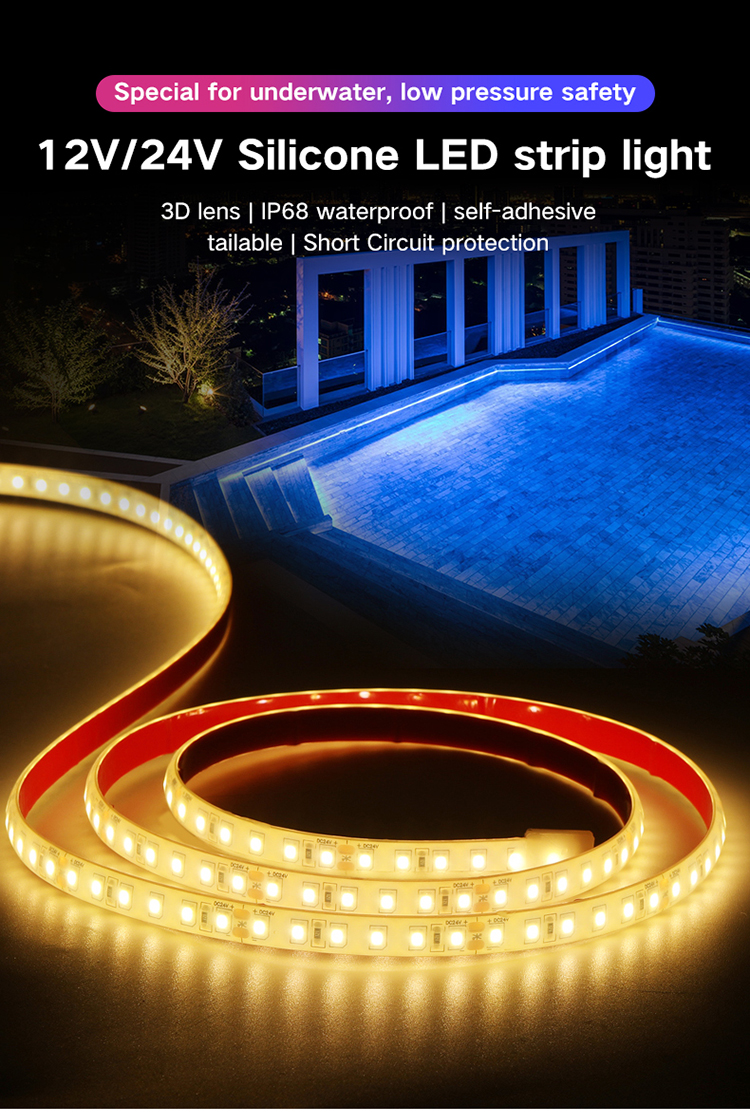 IP68 Dimmable LED Strip Lights 12V 24V Under Cabinet Led Strip Lighting Dimmable