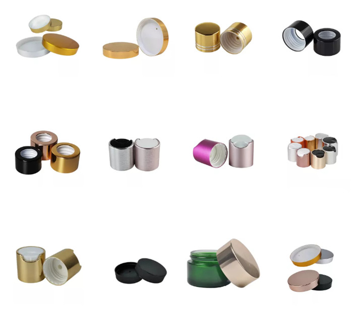 Screw Top 38mm Plastic Bottle Caps Metal Jar Lids Gold Aluminum Shell OEM