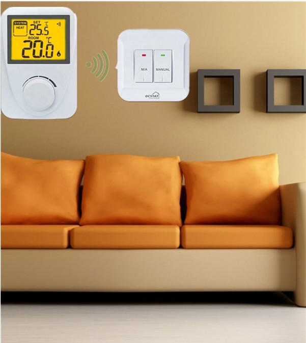 White Smart Household Wireless Room Thermostat For Underfloor Heating