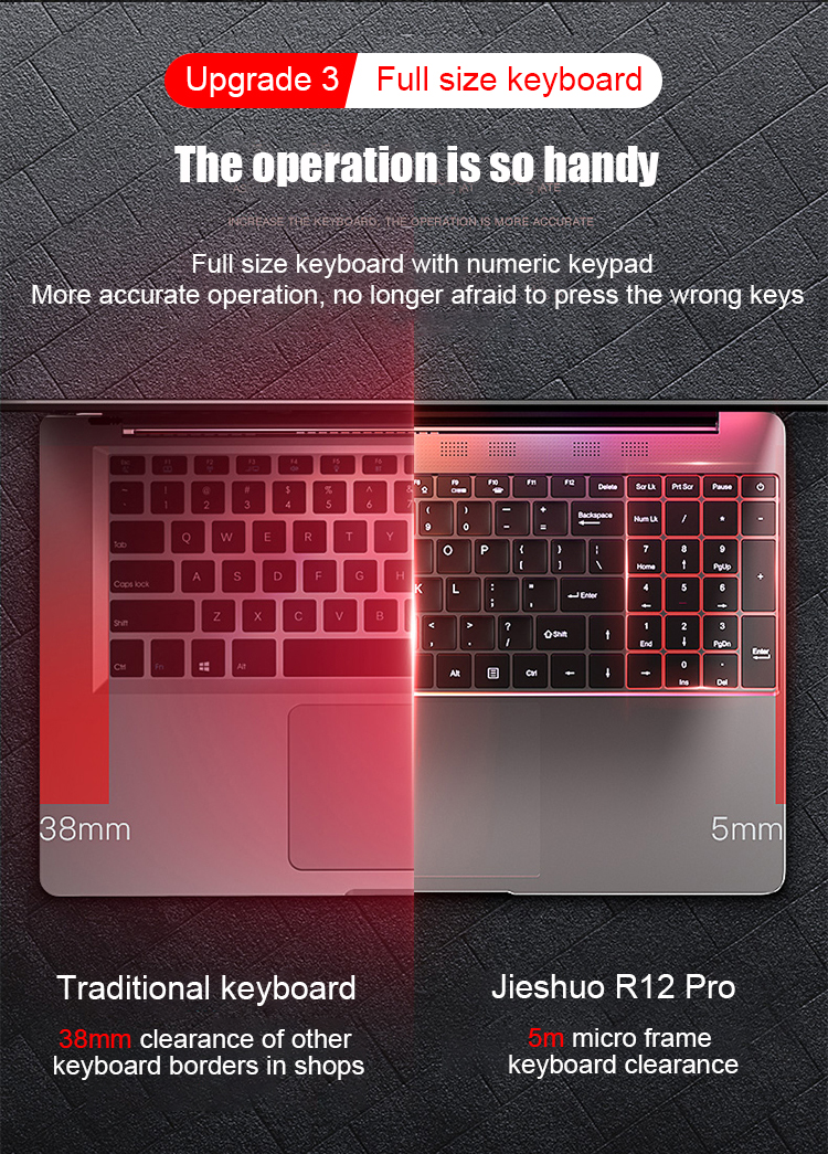 1.80GHz Ultra Thin Laptop Computer 15.6 Inch 8G RAM 128GB SSD Intel Quad Core Processor
