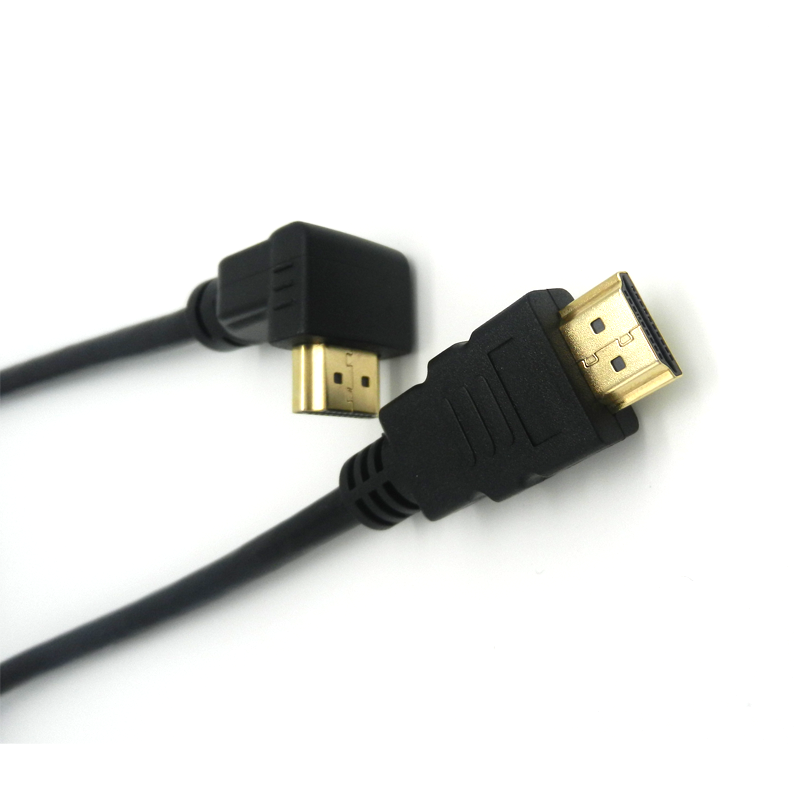 90 Degree Angled Gold Connector 2.0V 4K 60Hz HDMI Cable 1.5m For Multimedia