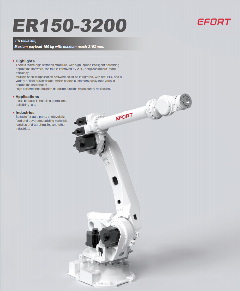General Industrial Robot In Handling Operations Palletizing For Auto Parts Photovoltaic Food And Beverage ER150-3200
