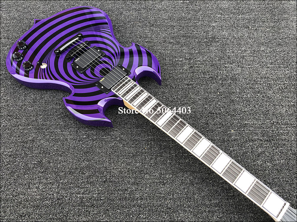 High quality shaped electric guitar purple paint circle black veneer rosewood fingerboard FREE shipping costs