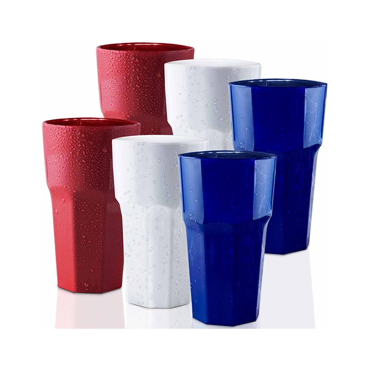 12oz Elite Remedy Polycarbonate Highball Glasses White Black Clear Plastic Rock Glasses