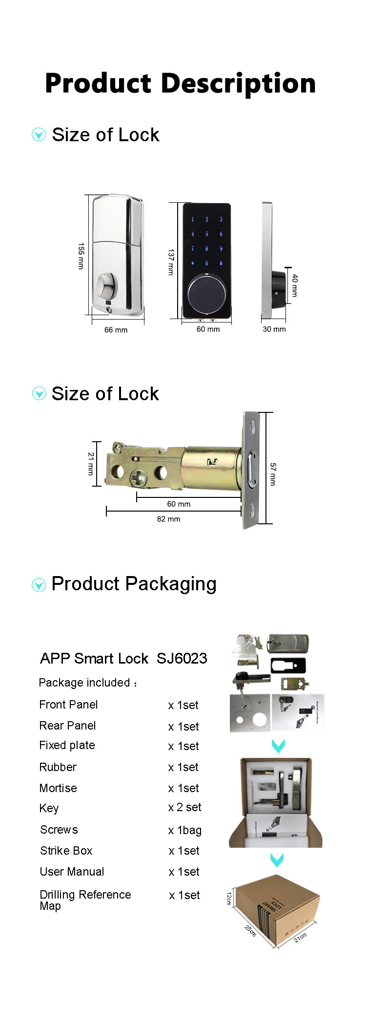 Wifi Control Automatic Deadbolt Smart Password Door Lock Low Power Consumotion