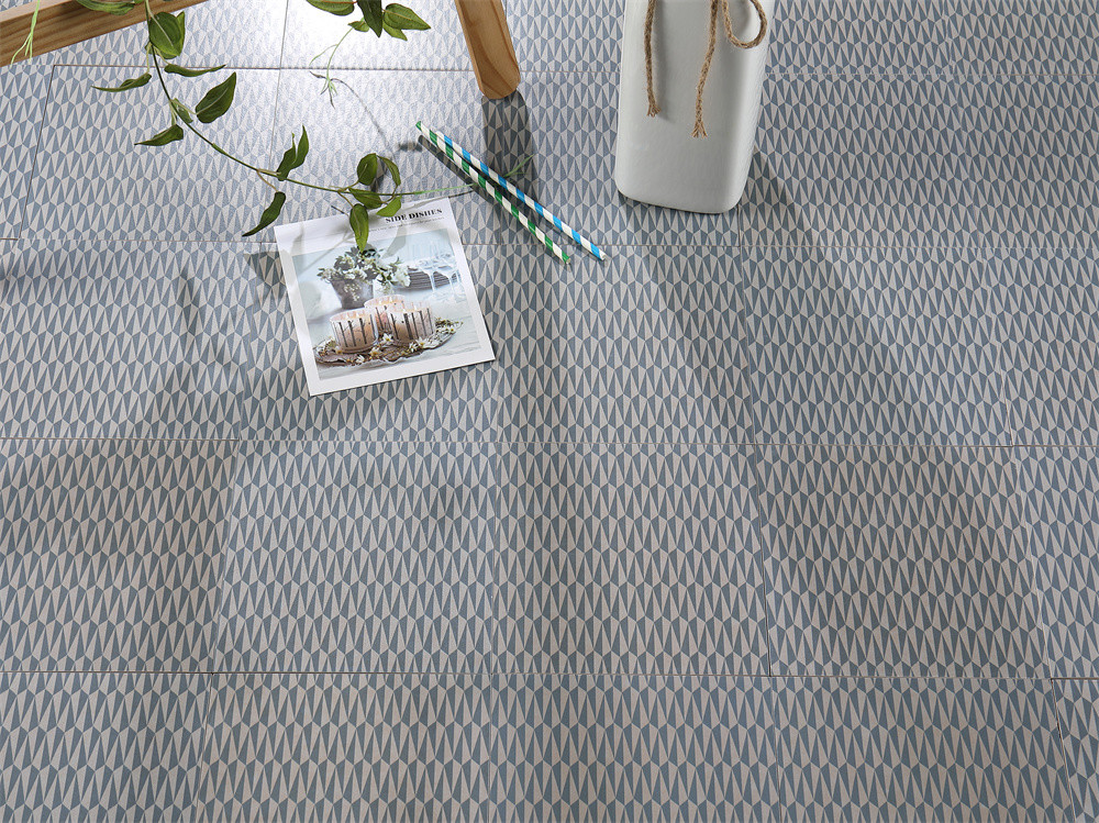 Blue Encaustic 200x200mm Indoor Floor Ceramic Rustic Tile For Office And Wall Tiles For Restaurant