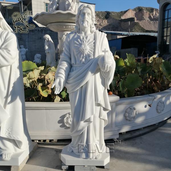 Sacred Heart Jesus Statue Marble Sculpture Life Size Catholic Religious Carving